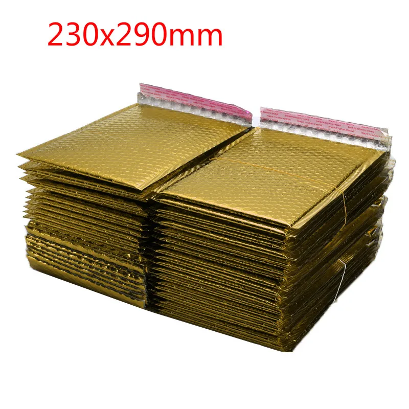 230x290mm gold 50 шт./партия, бумажные Конверты Сумки с золотым покрытием, различные спецификации, почтовые ящики, мягкий Почтовый конверт, пузырьковый почтовый пакет - Цвет: 230x290mm gold