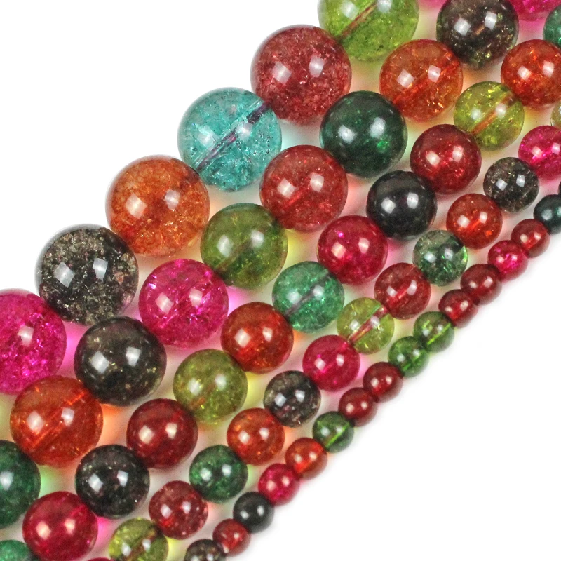 

Natural Stone Colorful Snow Cracked Crystal Beads 6/8/10/12mm Pick Size for Jewelry Making DIY Bracelet Necklace Wholesale