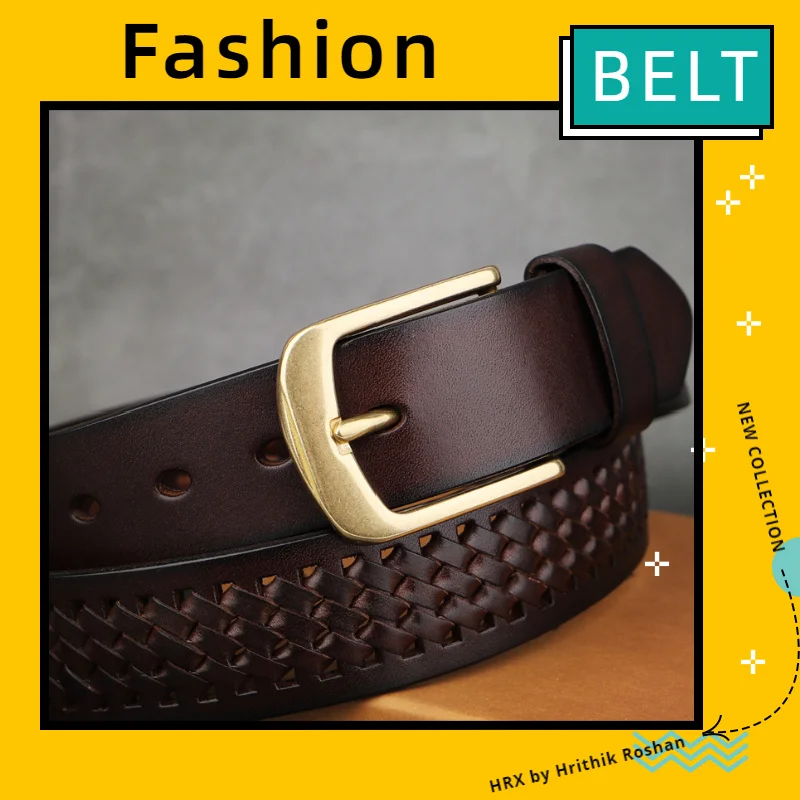 Men's Leather Belt Hand-Woven Leather Buckle Casual Retro Jeans Belt Designer Mens Belts Luxury Gifts for Men Accessories