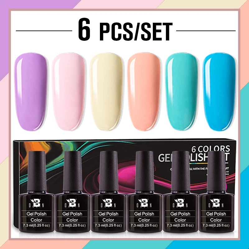 6 Pz/Set Color Gel Polish 7.3Ml Gel Nail Polish Kit Soak Off Led Uv Nail Gel Semi Permanente Vernice Manicure Nail Art Lacca