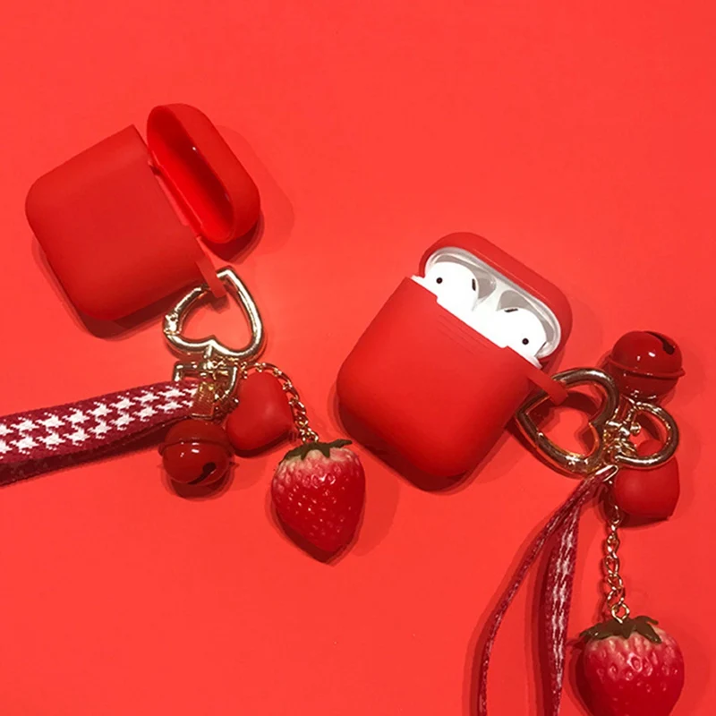 1 шт. милый мультфильм защитный чехол для Airpods с клубничной пряжкой наручный ремень Bluetooth беспроводные наушники силиконовые контейнеры