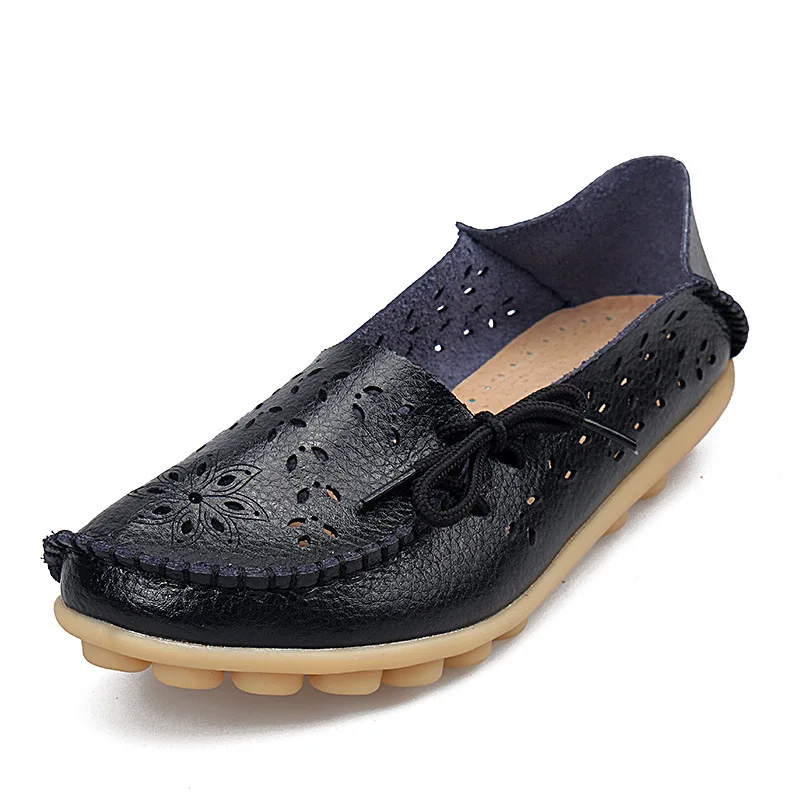 Women's Flats Ballet Genuine Leather Shoes Woman Slip On Casual Loafers Flats Soft Oxford Shoes Sapato Feminino Plus Size 