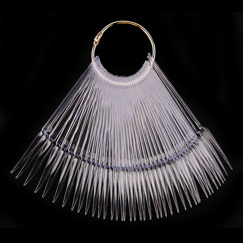 1Set False Nail Tips Nail Art Display Practice Acrylic Nature Clear Fan Finger Full Card Chart UV Gel Polishing Tools Manicure