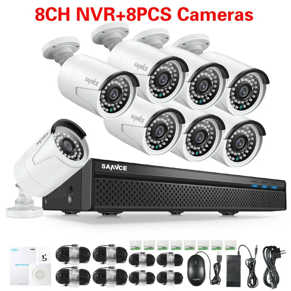 SANNCE 8CH 5MP FHD POE видео система безопасности H.264+ 5MP NVR с 4X 8X Открытый водонепроницаемый двухсторонний аудио Микро IP набор камер наблюдения - Цвет: 8PCS Cameras