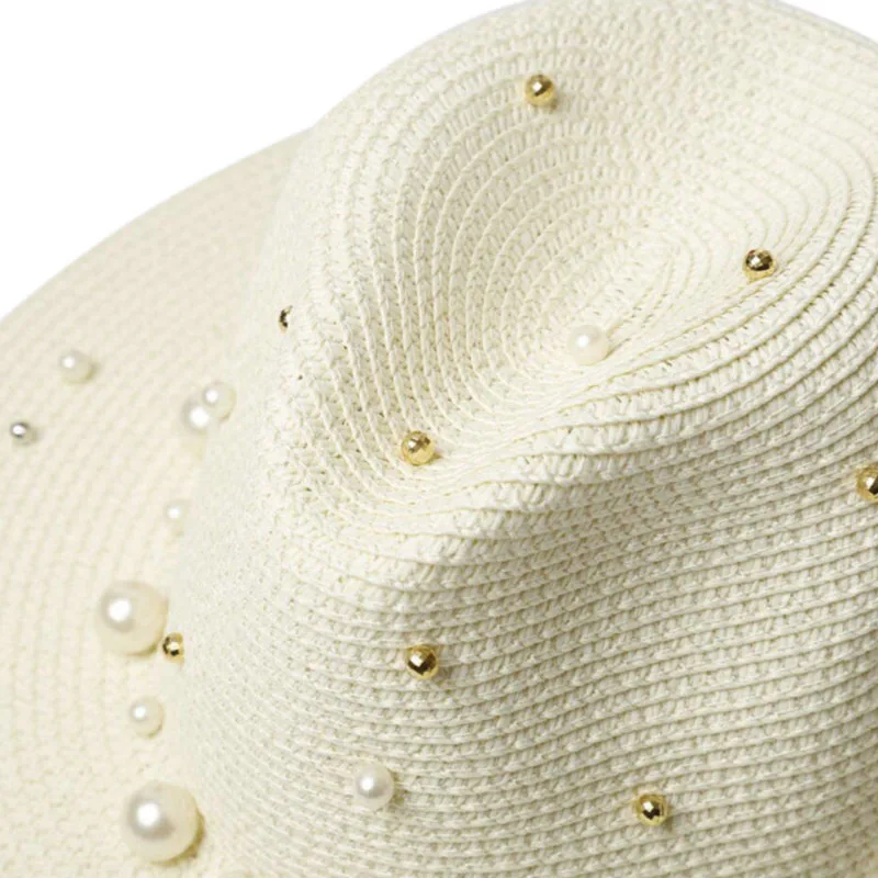 Summer England Pearl Flat Lace Wing Cap Sunshade Hat Sun Hat Ms.Beach Hat