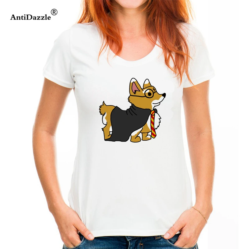 Antidazzle, модная красивая Акварельная футболка корги, Женская/Женская Новинка, Повседневная футболка с коротким рукавом, с изображением собаки, животных, топы, одежда