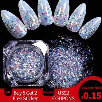 

1g Glitter Nail Sequins Holographics Powder Shining Irregular 3D Hexagon Colorful Sequins Summer Popular DIY Nail Art Decoration