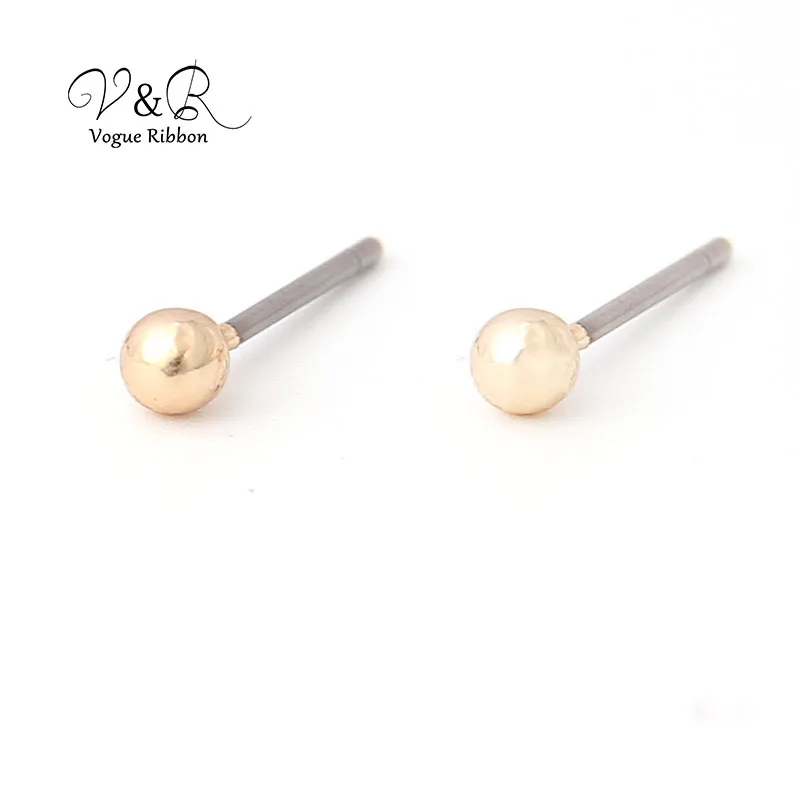 3 pairs a set stud earring, imitation gold plated, 1 pair gold color ball stud, 1 pair love letter with rhinestone, 1 pair metal (4)