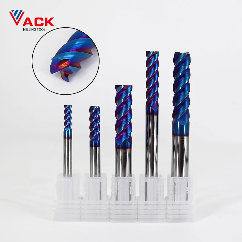 

VACK HRC65 Carbide End Mill Tools 4 Flutes Alloy Coating Tungsten Steel Endmils Cnc Milling Machine Cutting Router Bit 6x50L