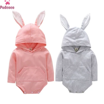 

Autumn Winter Warm Newborn Kids Cotton Rompers Baby Boys Girls Bodysuits Cute Rabbit Ear Costume Clothes 0-2 Years