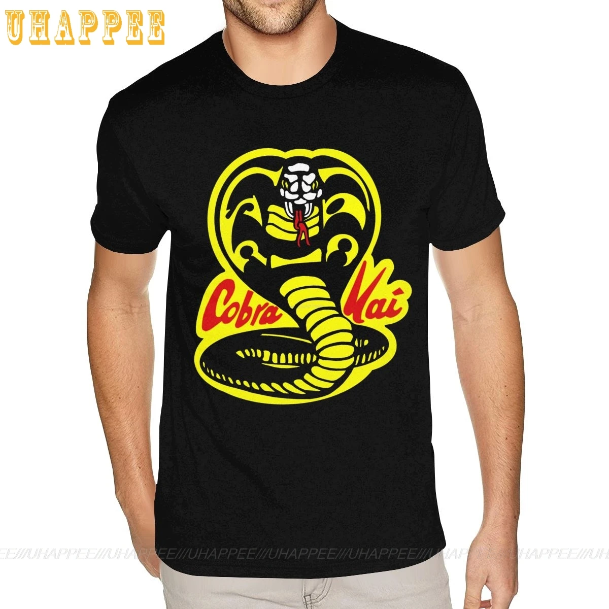 Мужская футболка с коротким рукавом и круглым вырезом принтом кобры Кай | одежда