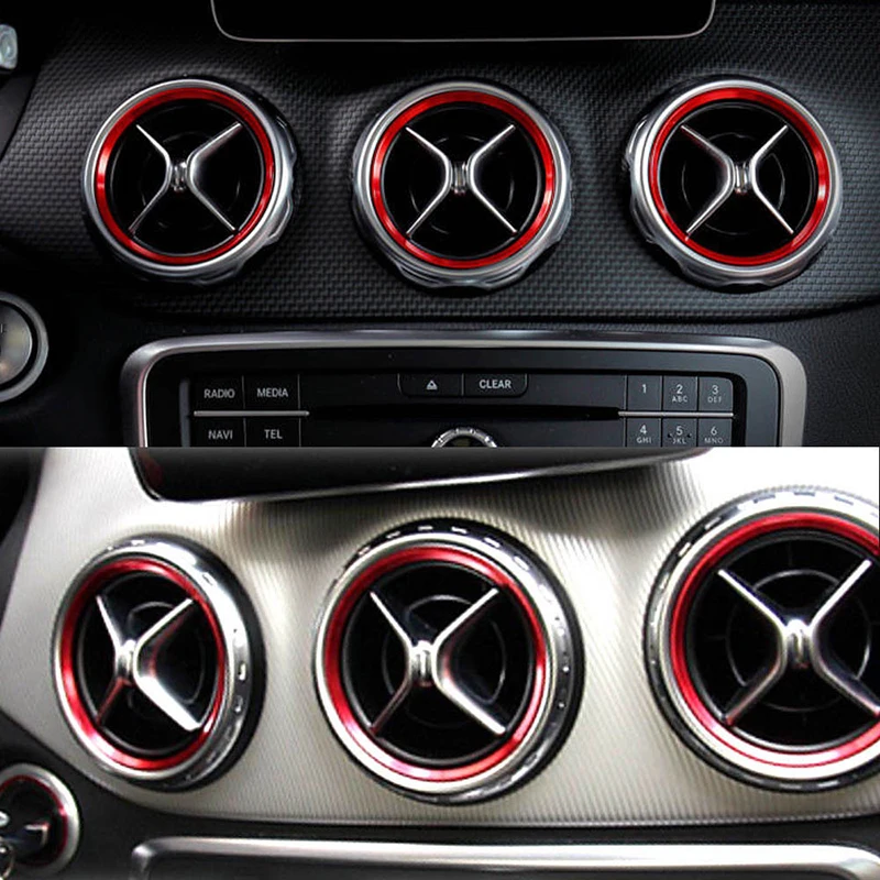 

Car Auto Red Air Vent Outlet Ring Trim Set For Mercedes Benz CLA GLA 2013-2018