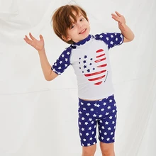 PERONA детский купальный костюм для мальчиков одежда для купания с короткими рукавами детский пляжный костюм из двух предметов для серфинга, купальный костюм с шапочкой