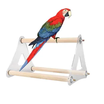 

Wooden Swing frame Platform Parakeet Branch Perches Bird Accessories Parrot Pet Triangle Ladder Acrylic Hanging Stand Rack Toy