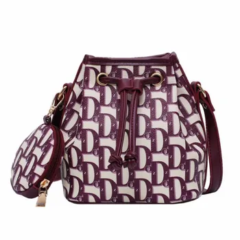 

2020 women printed letters bucket bags leather mini cross body bags set string shoulder bags women handbags drop shipping M1563