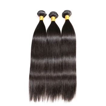 

Straight Brazilian Hair Weave Bundles With Thick End Natural Black Double Weft 3 pcs 100% Human Remy Hair Extension Thick Ends