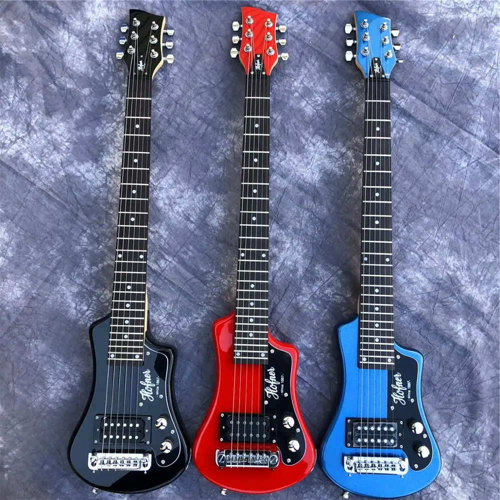 Трехцветная мини-гитара hofner shoty для путешествий, портативная гитара для начинающих, электрогитара для детей