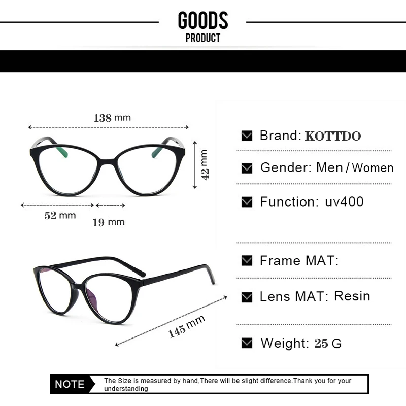 Women Cat Eye Eyeglasses Men Myopia Optical Glasses Frame Computer Transparent Frame