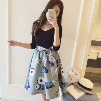 

Shop And Sell 2016 Flower Half-sleeve Shirt Lace-up Butterfly Fake Two-Piece Dress