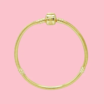 

NEW 100% 925 Sterling Silver Gold Bucket Buckle Bracelet Clear Charm Bead Fit Bracelet DIY Jewelry Gift The Factory Wholesale