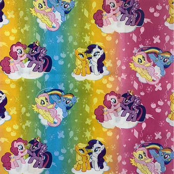 

Good Coloured Rainbow Pony Digital printing Horse Cotton Fabric Quilting Cloth Patchwork Sewing Diy Baby Shirt Clothing/Dress