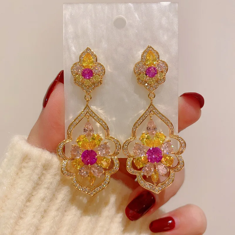 Серьги-подвески женские из серебра 925 пробы с фианитами | Украшения и аксессуары