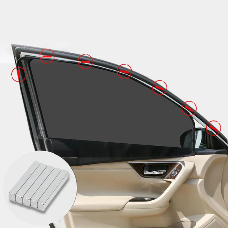 1PC Summer Magnetic Car Sun Shade UV Protection Car Curtain Car Window Sunshade Anti-mosquito Protection Window Film