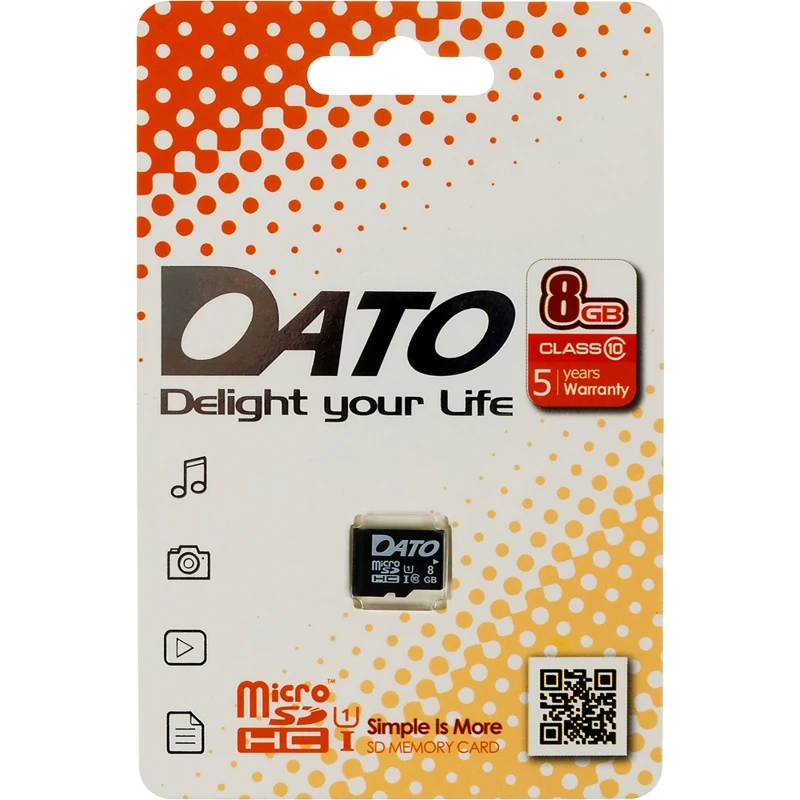 Карта памяти microSDHC UHS I U1 DATO 8 ГБ 20 МБ/с Class 10 DTTF008GUIC10 1 шт.|Карты памяти| |