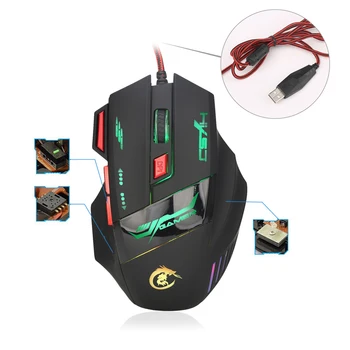 

H1000 5500DPI USB Wired Gaming Mouse Mice Hign Quality 7 Keys LED Optical Mouse For Notebook Laptop Desktop Computer