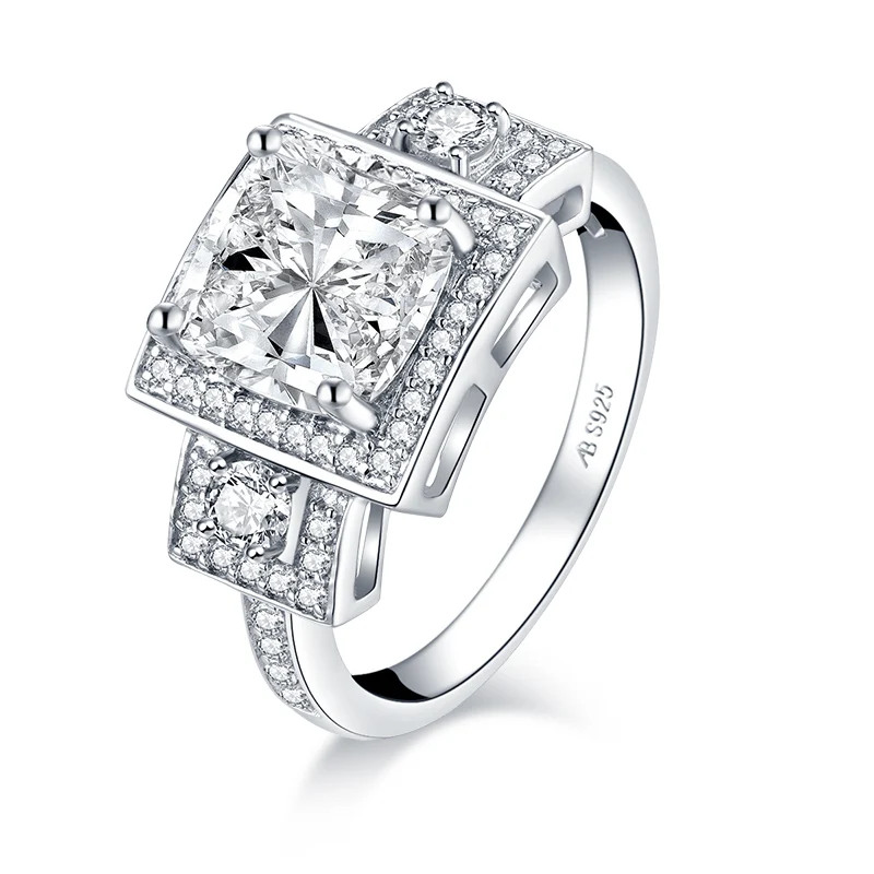 AINUOSHI 925 пробы серебро 2,50 карат огранка кушон Halo кольца для помолвки с искусственным бриллиантом женские обручальные кольца