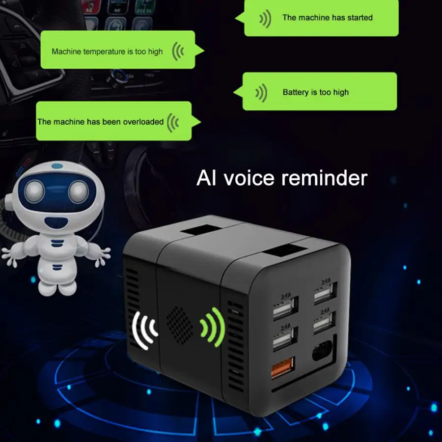 DC 12 V-24 V к переменному току 220V 150W Портативный автомобильный инвертор Зарядное устройство адаптер 6USB Тип-C трансформатор высокий коэффициент конверсии стабильного питания