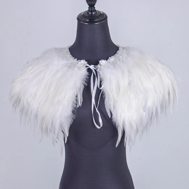 Châle en plumes de poulet naturelles pour Cosplay, 1 pièce, Cape en plumes  blanches, écharpe décorative pour vêtements, col pour femmes avec ruban -  AliExpress