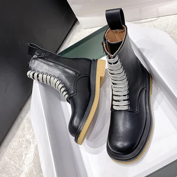 

2020 Winter Women Lace Up Martin Boots Patent Leather Warm Fur Ankle Boots Casual Female Western Cowboy Boots Combat Punk Boots
