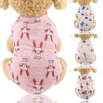 

Spring Summer Puppy Dog Cat Clothes Breathable Pet Clothing Outfit Supplies For Small Medium Dogs Animal Pattern Dog Vest Tshirt