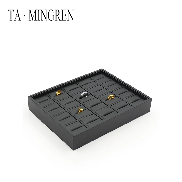 

High-end fashion custom design BlackStorable Pu can store jewelry ring tray multi-display display can be customized wholesale