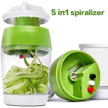 Handheld spiralizer vegetal fruit slicer 4/5 em 1 ajustável espiral ralador cortador ferramentas de salada abobrinha macarrão fabricante espaguete
