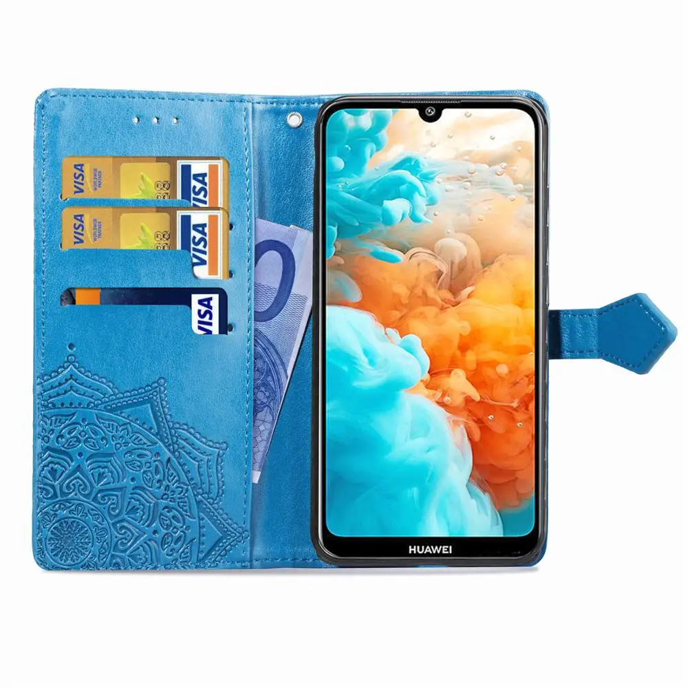 Кожаный чехол-книжка с объемным цветком для huawei Y6 чехол для huawei Y 6 Prime Y6 Pro Чехол-кошелек для телефона мягкий чехол-накладка из ТПУ