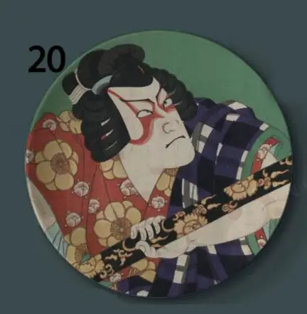 20 Японская керамика подвесная декоративная тарелка Ukiyo-e живопись декоративные тарелки домашний художественный дисплей Настенная Наклейка - Цвет: 20