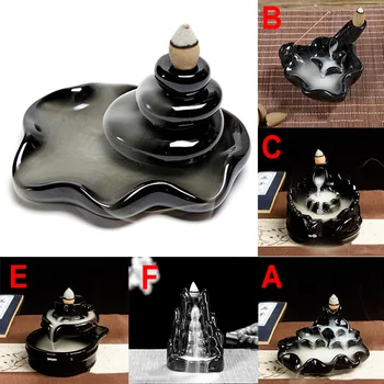 

Backflow Censer Smoking Flow Ceramic Incense Holder Decoration for Home Garden JAN88