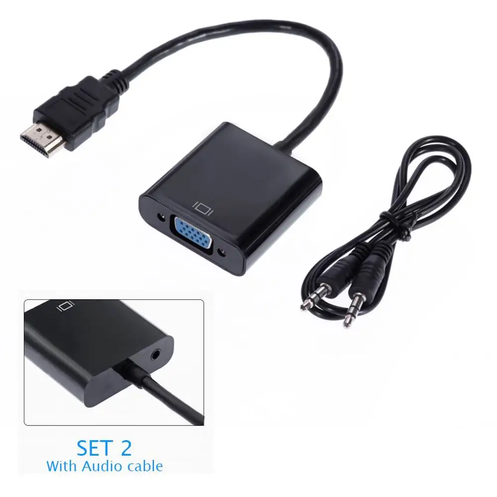 HDMI в VGA с 3,5 мм разъем аудио кабель видео конвертер кабель адаптер для Xbox 360 PS3 PS4 ПК ноутбук DVD* 400 шт./лот - Цвет: with audio