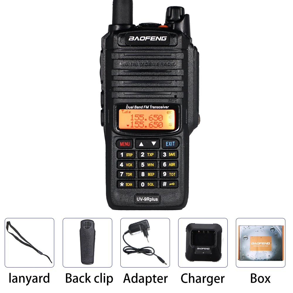 With Box 10 Вт Baofeng UV-9R plus Водонепроницаемая рация UV 9R Plus Двухдиапазонный портативный CB Ham радио 10 км кв трансивер передатчик - Цвет: With Box