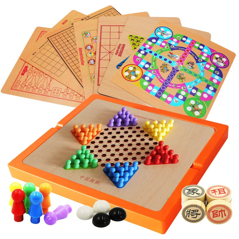 

Children Early Education Tabletop Game Animal Checker Aeroplane Chess Five-in-a-row Set Chess Educational Toy
