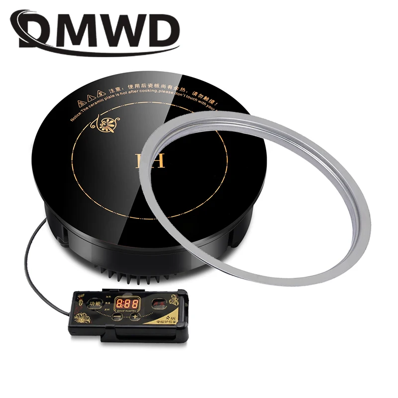 DMWD круглая электрическая Магнитная индукционная плита с проводным управлением, Встроенная мини варочная панель, коммерческая Водонепроницаемая плита с горячим горшком