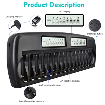 

PALO 16 Slot AA AAA Charger Fast Discharge LCD IC Protection Intelligent Rapid Batteries Charger For 1.2V NiMH NiCD Battery