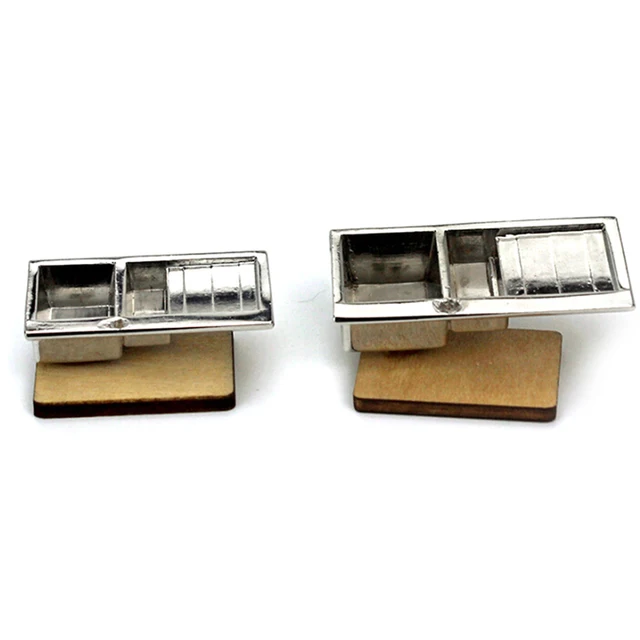 1:12 Mini Alloy Kitchen Sink Simulation Vegetable Wash Basin Model Toy for Doll House Miniature Decoration S/L Size 2