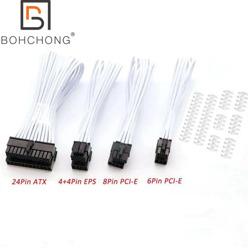 Комплект базового удлинительного кабеля 2 мм PET Sleeve 1 шт. ATX 24Pin EPS 4 + 4Pin PCI E 6 2Pin 6Pin