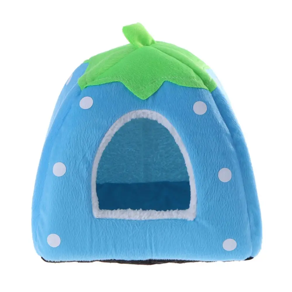 blue Мягкая Клубника, леопард, домик для питомца, кошки, собаки, палатка, питомник, складная собачка,, зимняя теплая подушка, корзина, кровать для животных, пещера, кровать для домашних животных, игрушка - Цвет: blue