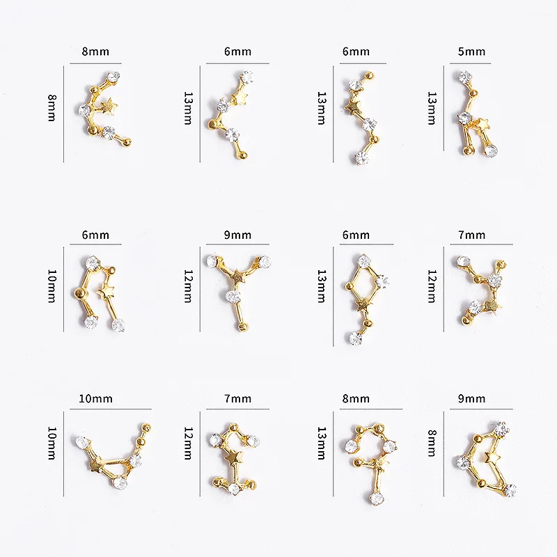 12 созвездий сплава циркония колеса 3D Стразы Камень Кристалл Стразы художественное оформление ногтей ногти наклейки аксессуары для маникюра