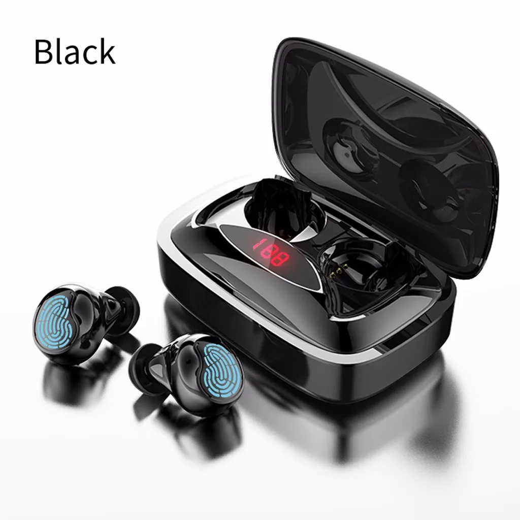 mosunx TWS headset BT5.0 wireless headset 2000mAh LED display sports noise reduction touch screen waterproof Bluetooth headset