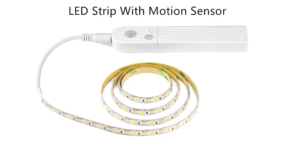 Motion sensor strip Фоновый светильник PIR датчик движения светодиодный шкаф 1 м 2 м 3 м полоса tapeCabine для шкафа шкаф для лестниц коридора батарея - Цвет: Motion sensor strip